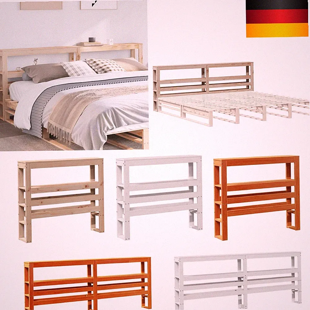 Kopfteil mit Ablagen Lattenrost Bettkopfteil Bettzubehör Massivholz Kiefer DE