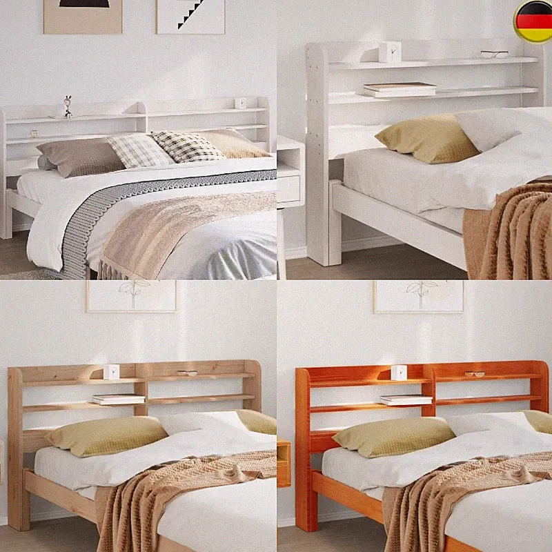 Kopfteil mit Ablagen Massivholz Kopfteil Regal Wand-Kopfteil Betthaupt DE