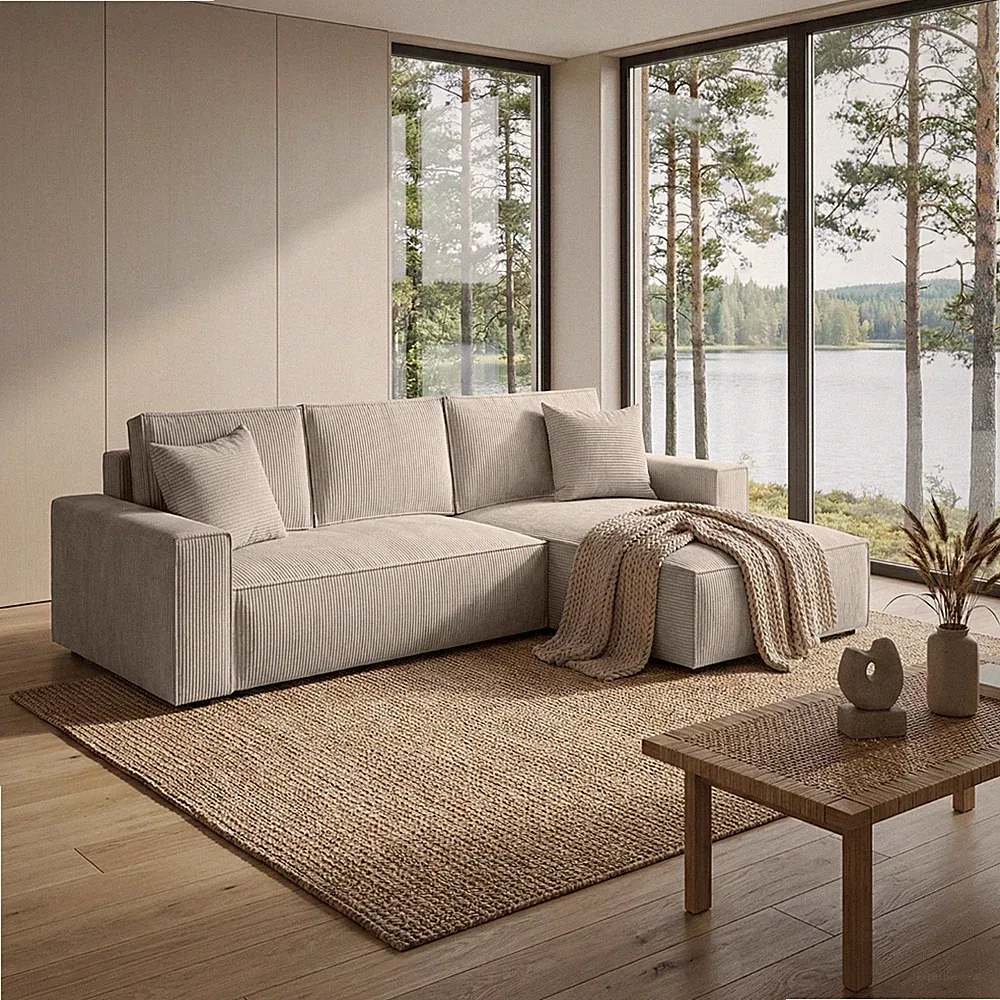 L-förmig Ecksofa PARYS Couch mit Schlaffunktion Sofa 290cm