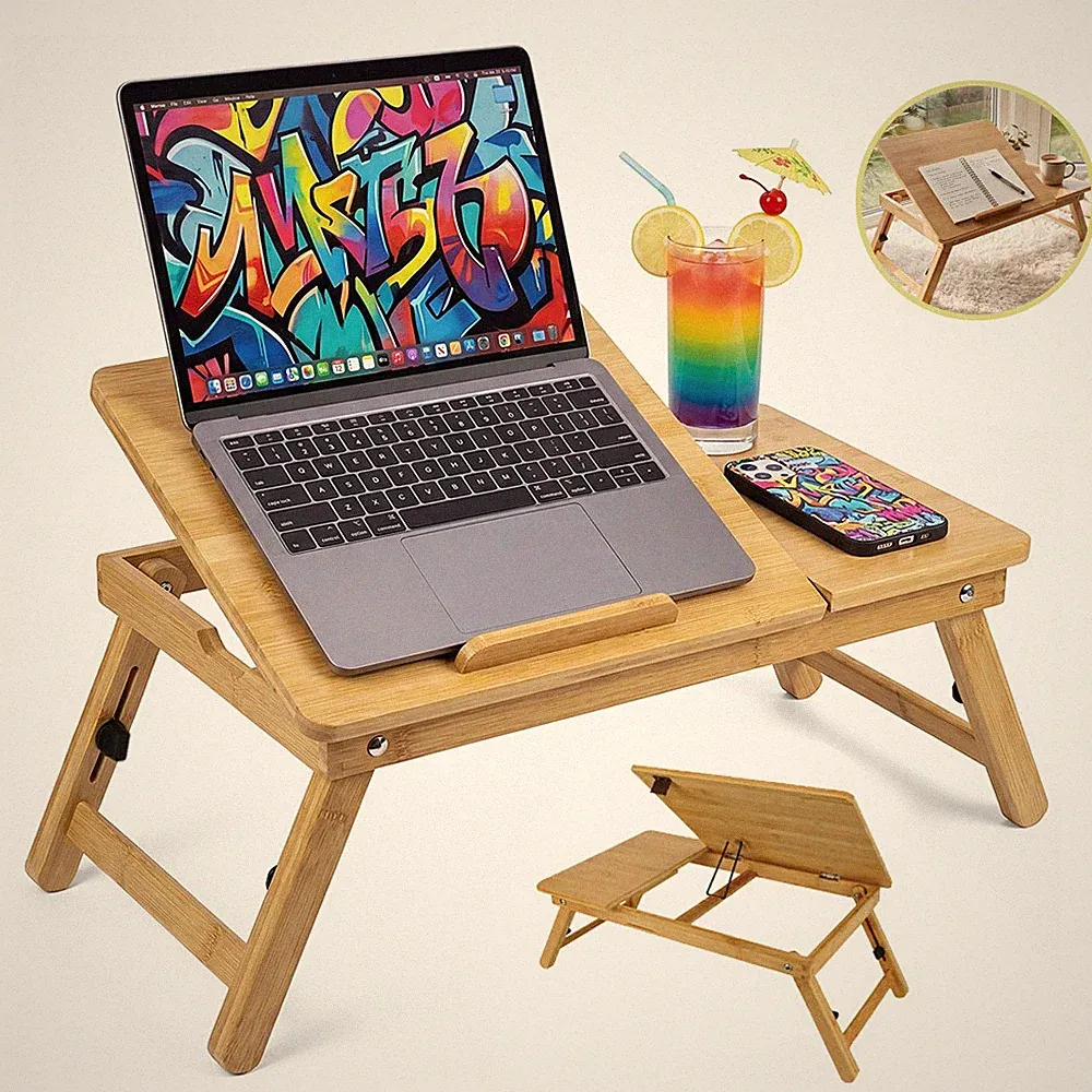 Laptopständer Knietisch Holz Betttisch Zeichentisch Notebooktisch mit Schublade