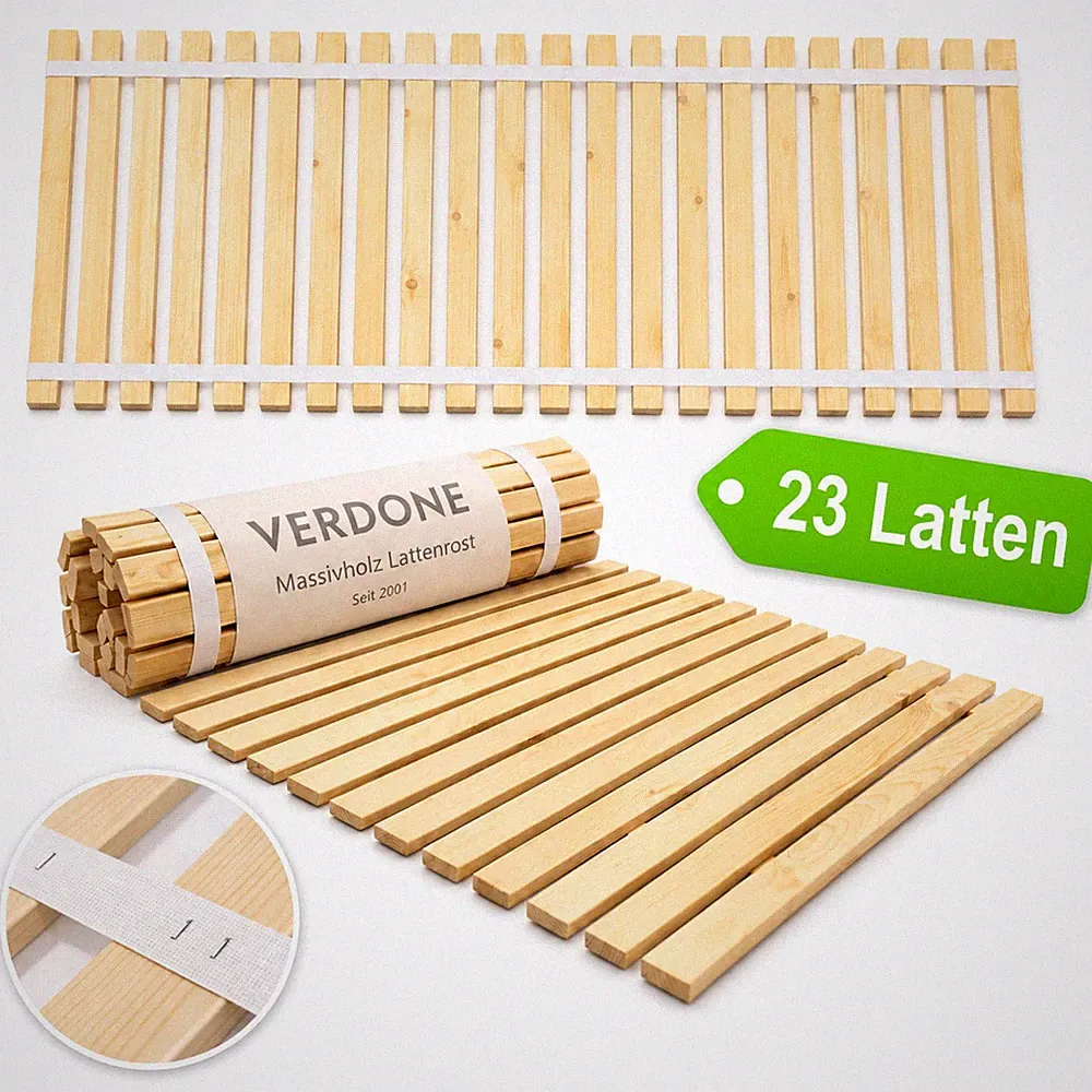 Lattenrost 90x200cm 120x200cm 140x200cm Rollrost Massivholz 23 Latten Verdone