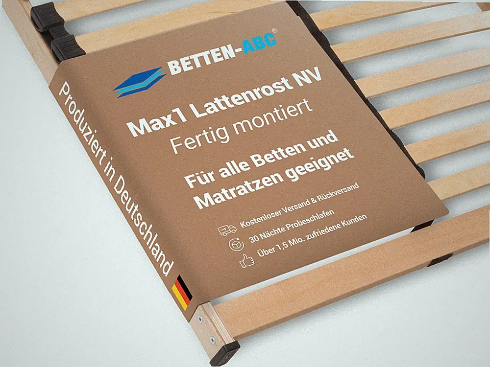 Lattenrost Lattenrahmen fertig montiert mit 28 Leisten, TÜV SÜD GS geprüft
