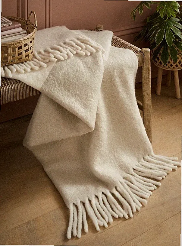 Laura Ashley Bronwen Überwurf 130 x 170 cm - natur AUSVERKAUF