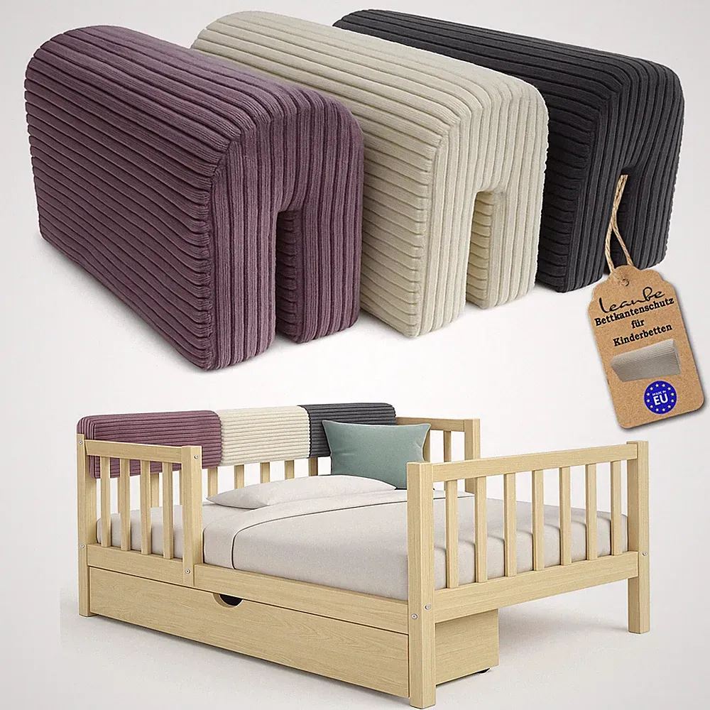 Leanbe Bettkantenschutz für Kinderbetten Kissen für bettumrandung CORD 50-120CM