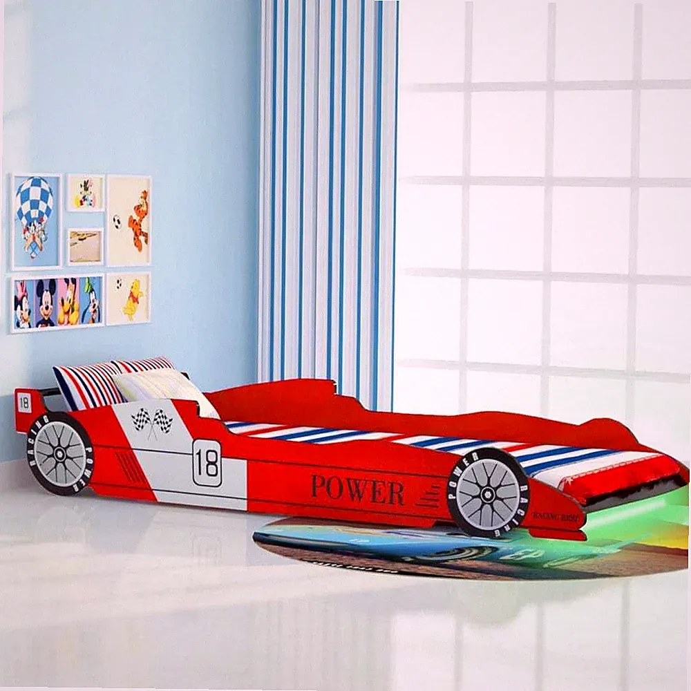 LED Kinderbett Autobett Rennwagen 90x200cm Jugendbett Einzelbett Juniorbett Neu