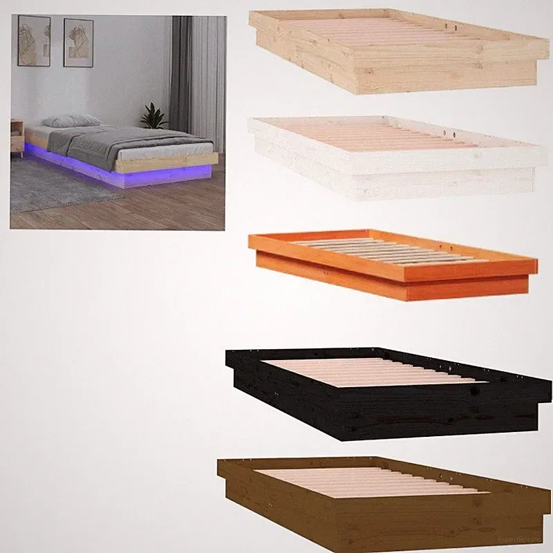 LED Massivholzbett Holzbett Bett Bettgestell Lattenrost Schlafzimmerbett