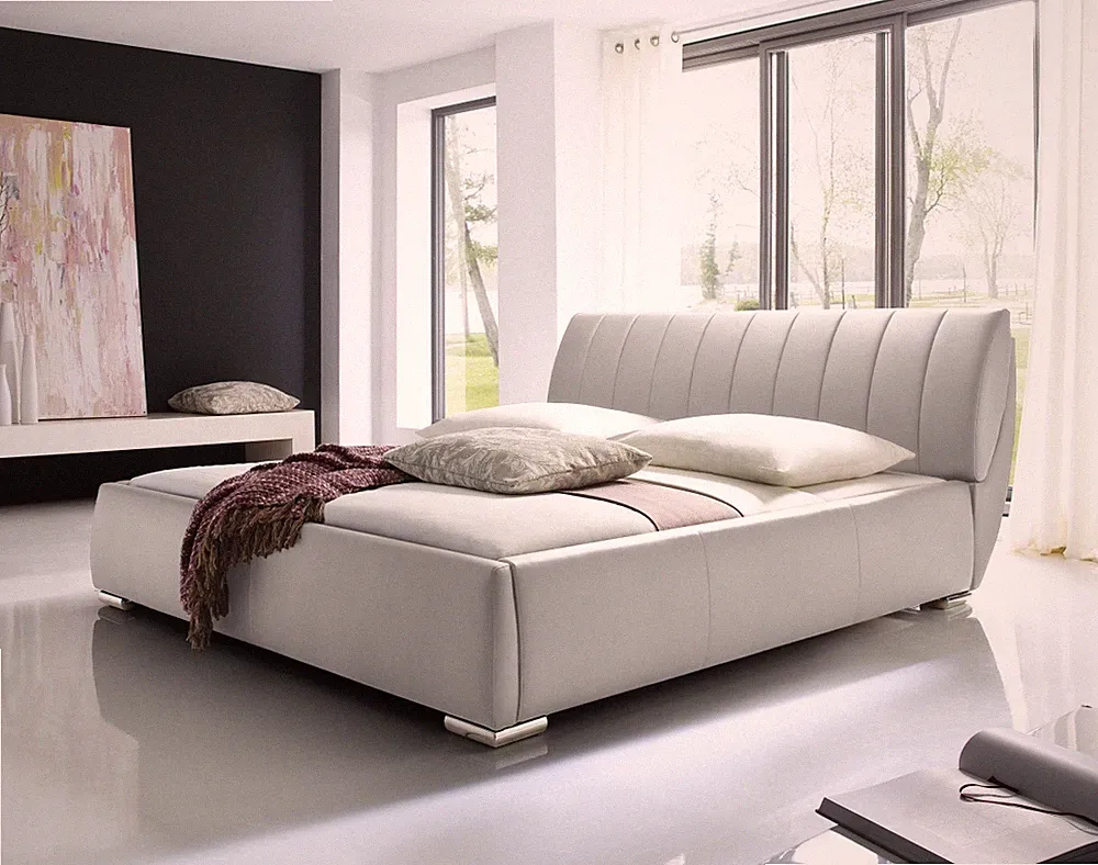 Lederbett Leder Bett Polsterbett SCHWARZ BRAUN WEISS mit Bettkasten Lattenrahmen