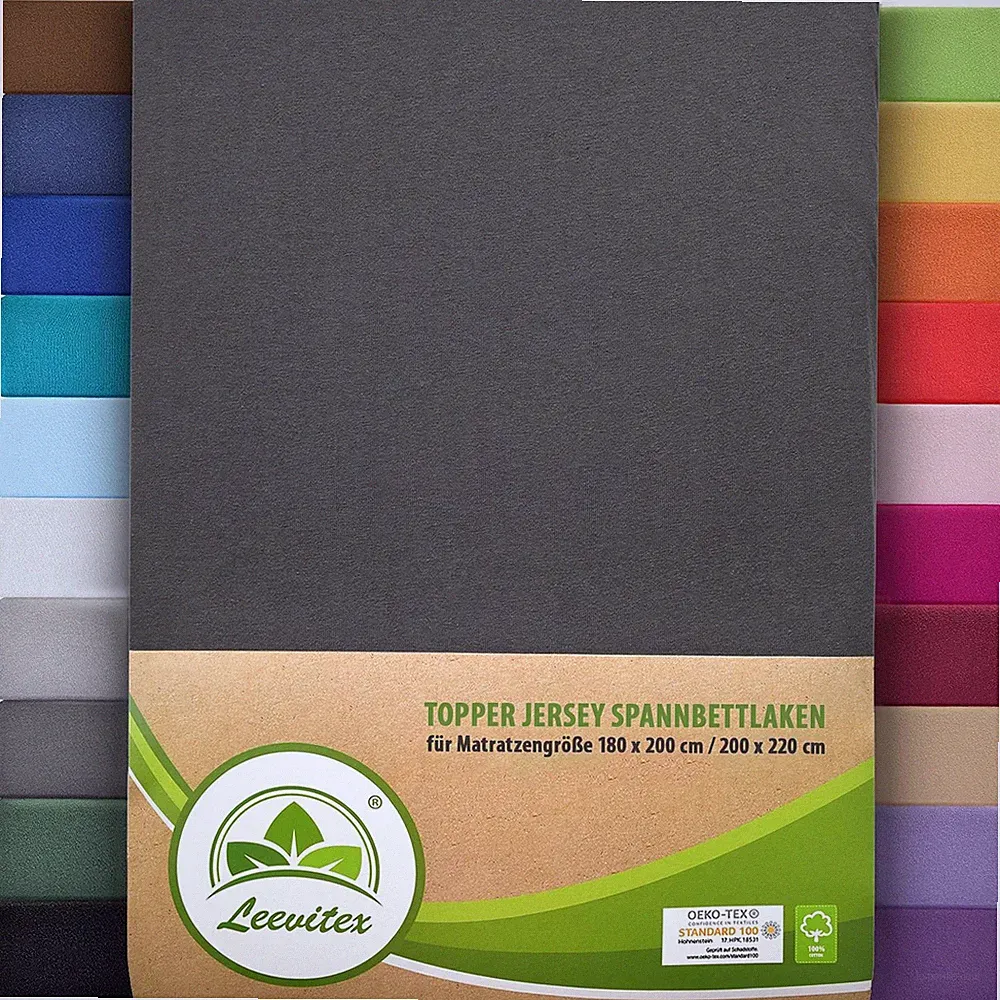Leevitex Topper Spannbettlaken 180x200-200x220 cm, 18 cm Steg, 100% Baumwolle