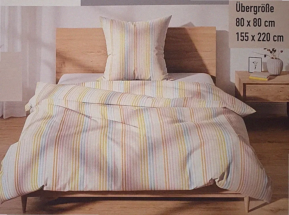 LIVARNO Seersucker Bettwäsche Decke 155x2200cm Kissenbezug 80x80cm STREIFEN BUNT