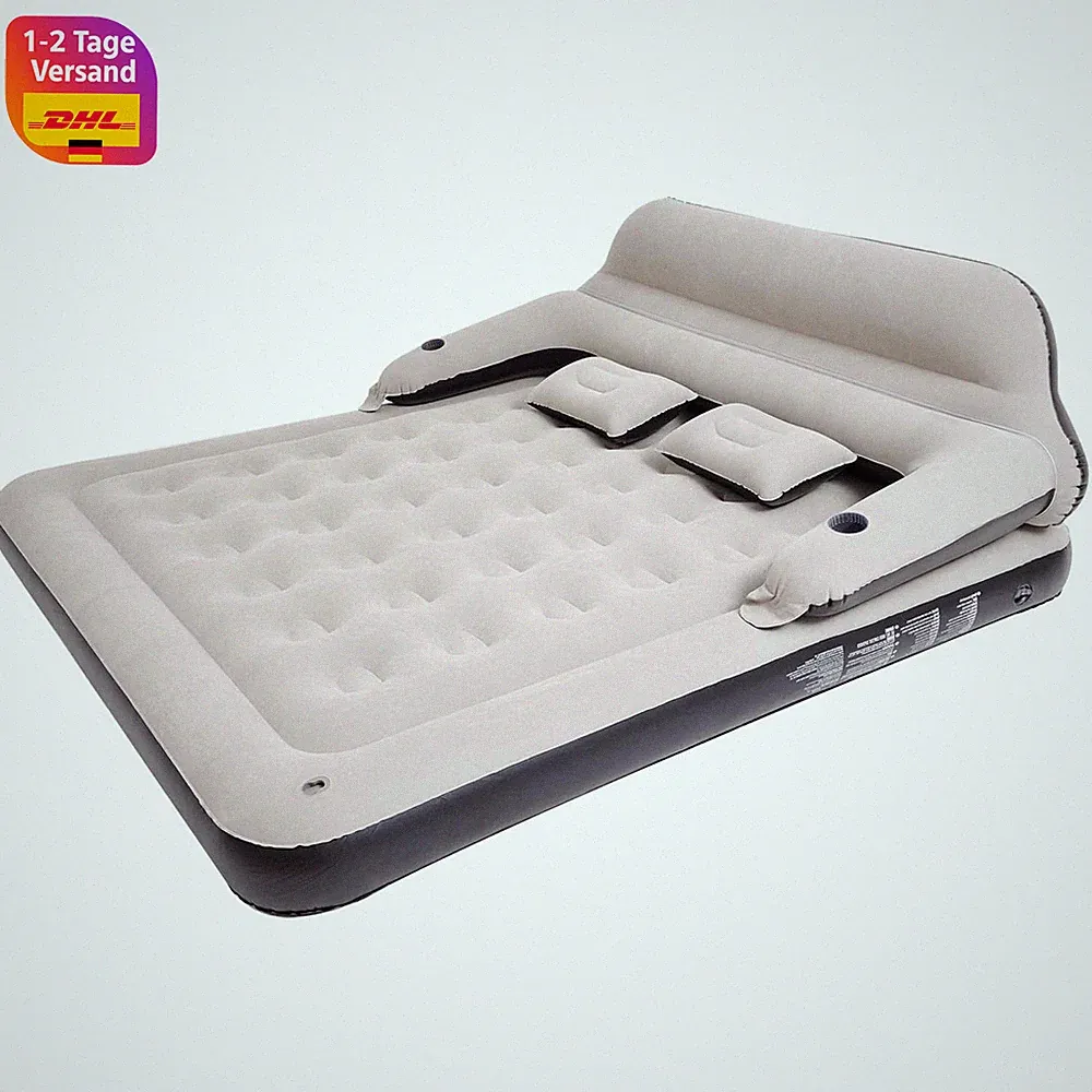 Luftmatratze Queen Size Aufblasbares Bett mit Kissen und Rückenlehne Camping