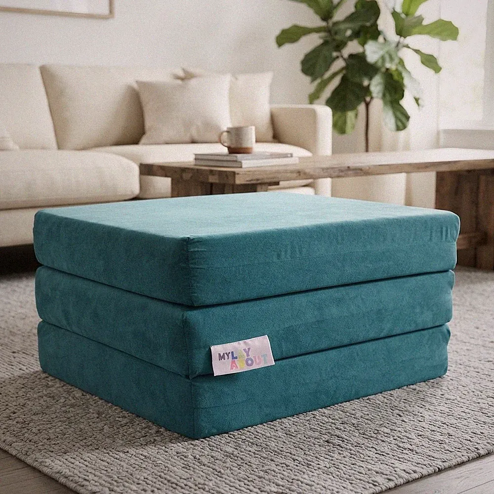 Luxuriöses ausklappbares Memory Foam Z Bett - perfekt für Kinder und Jugendliche | Hellblau