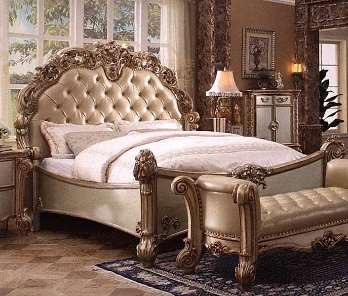 Luxus Design Bett Polsterbett Doppebett Schlafzimmer Barock Holz Betten