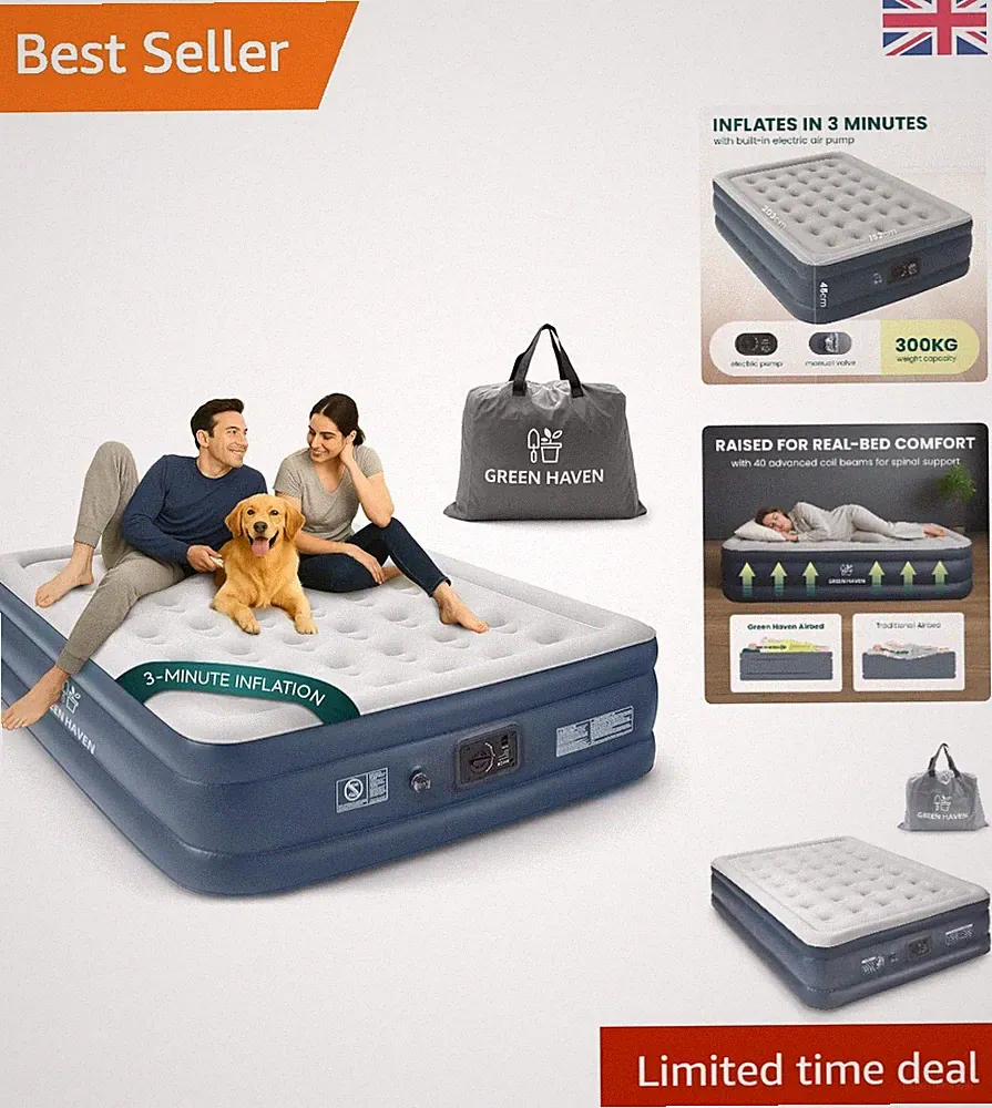 Luxus King Size Luftbett mit integrierter Pumpe - wasserdicht & erhöht für Komfort