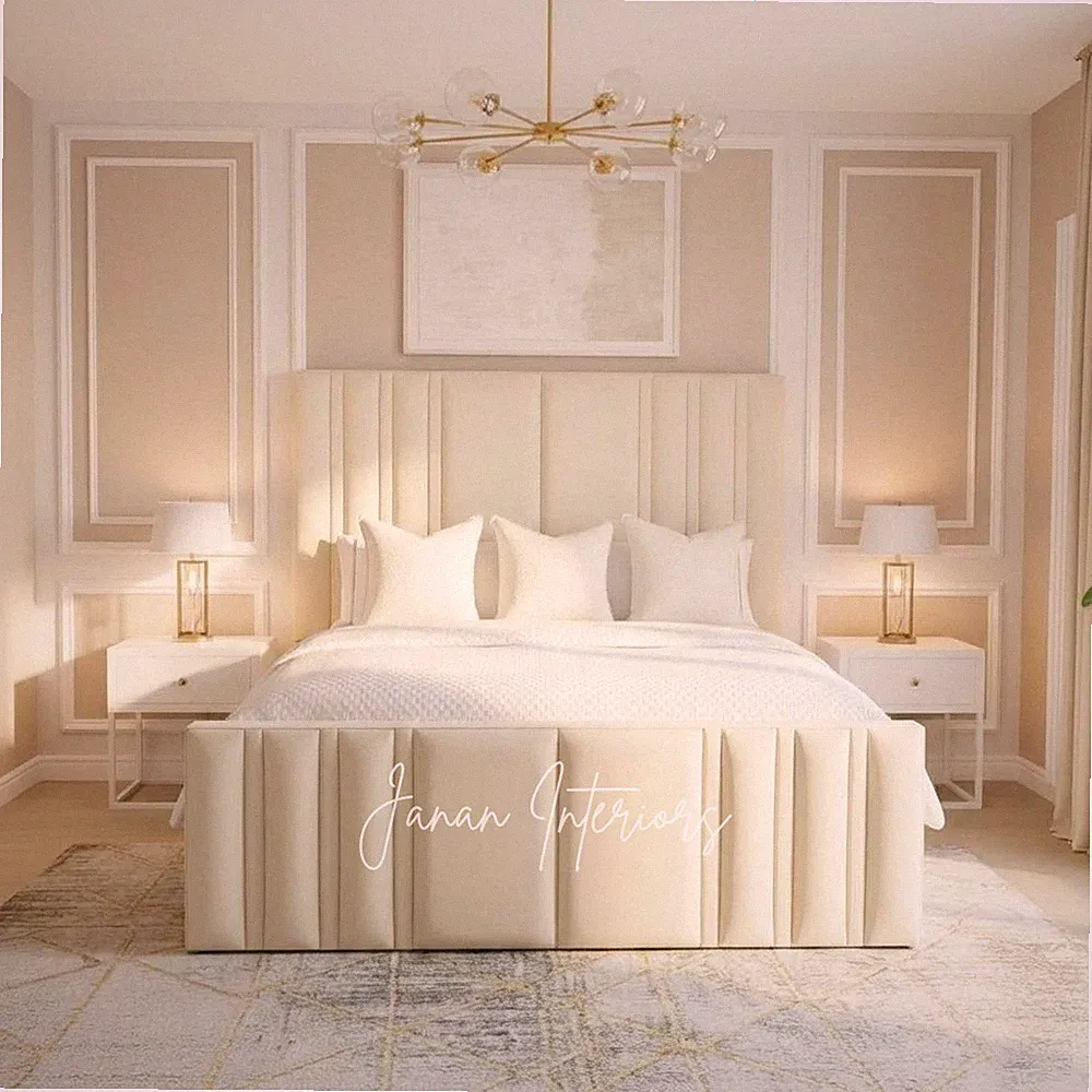 LUXUS OXFORD POLSTERBETT PLÜSCH SAMT BETTRAHMEN DOPPEL & KING SIZE