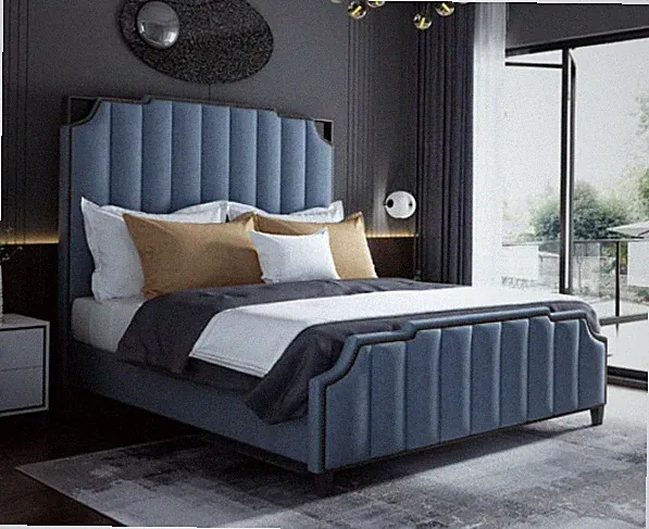 Luxus Schlafzimmer Doppelbett Bett 150/180x200cm Leder Metall Neu Hotel Betten