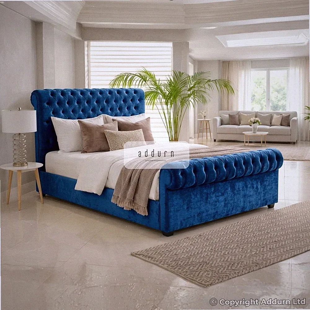 Luxus stilvolles Chesterfield Bettgestell tief geknöpft gepolstert modern Bett UK