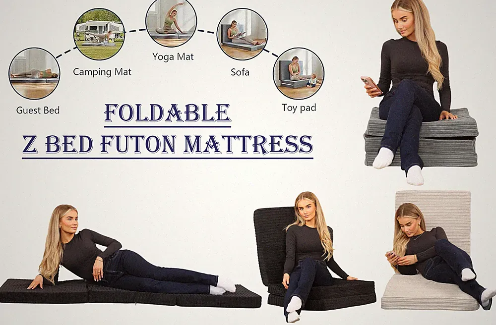 Luxus Stoff Z Bett Faltbare Matratze Erwachsene Fußhocker Pouf & Sleepover Z Bett
