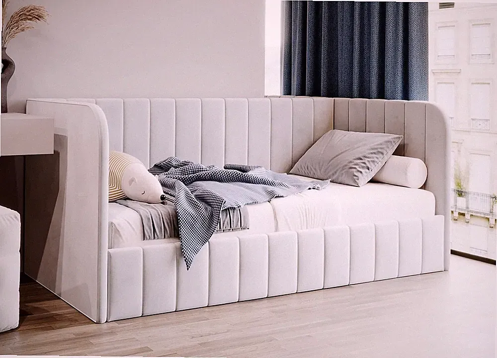 MARIO SM 05 Jugendbett 90x200 cm, Polsterbett mit Bettkasten und Lattenrost, Ein