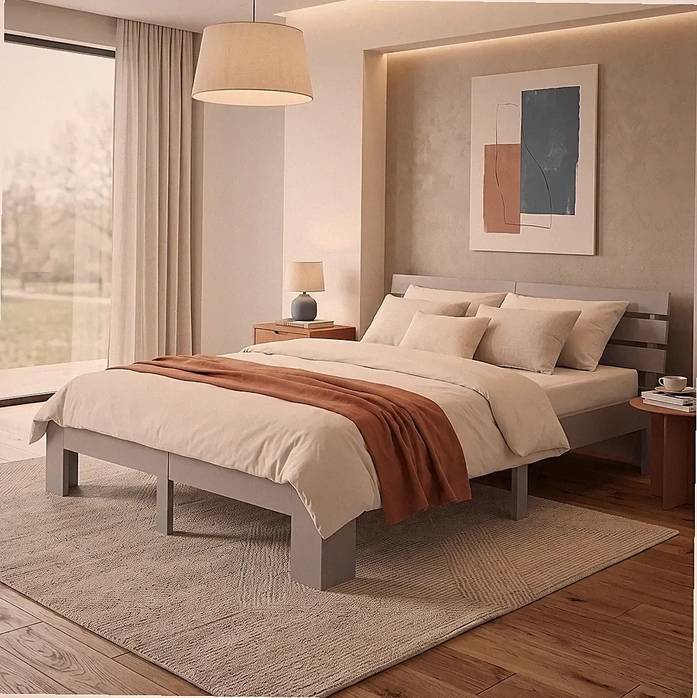 Massives Holzbett 140x200 mit Lattenrost Doppelbett Futonbett Bett Homestyle4u