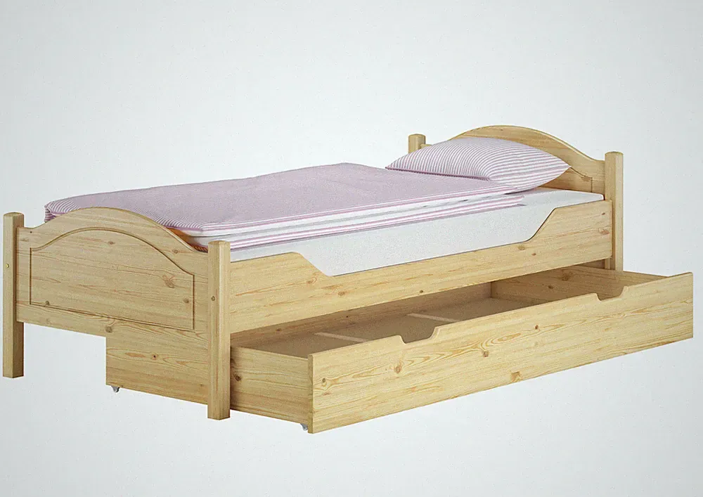 Massivholz Bett 100x200 Kieferbett Einzelbett Gästebett Futonbett