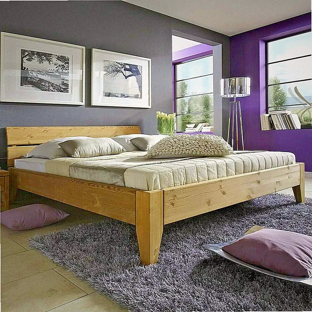 Massivholz Bett 140x200x45cm Kiefer gelaugt geölt NEU Futonbett Jugendbett Holz