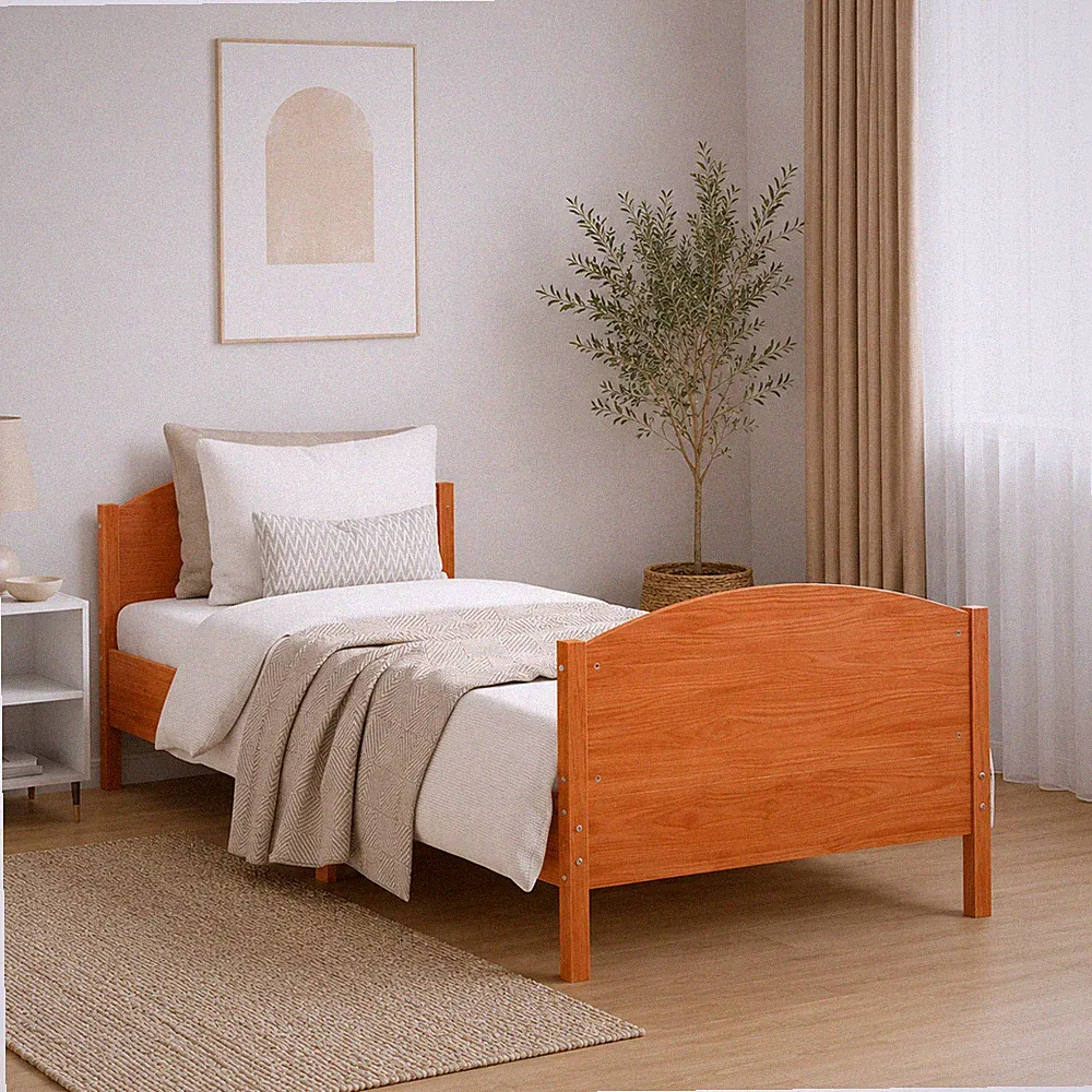 Massivholz Bett Kiefer Holzbett Wachsbraun Massivholzbett ohne Matratze 90x200cm