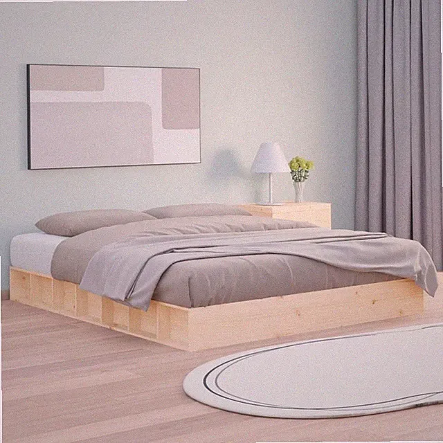 Massivholz-Bett (Kiefer) mit Lattenrost - 140 x 200 x 21 cm - NEU