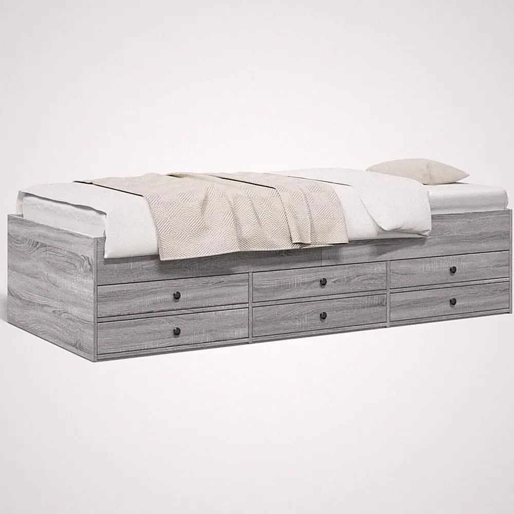 Massivholz Bettgestell Tagesbett Jugendbett Gästeliege Bett mit 6 Schubladen