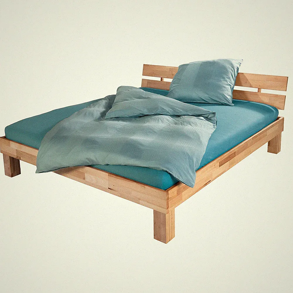 Massivholzbett 140x200 180x200 160x200 Buche mit Kopfteil Natur geölt Betten-ABC
