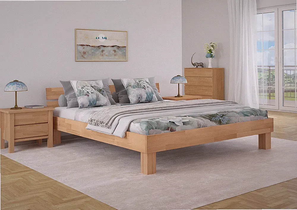 Massivholzbett 200x200 Buche Großfamilienbett Doppelbett Zubehör Gästebett