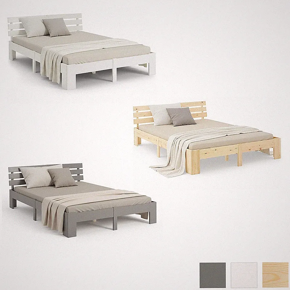 Massivholzbett aus Kiefer mit Lattenrost – modernes stabiles Bett – Homestyle4u