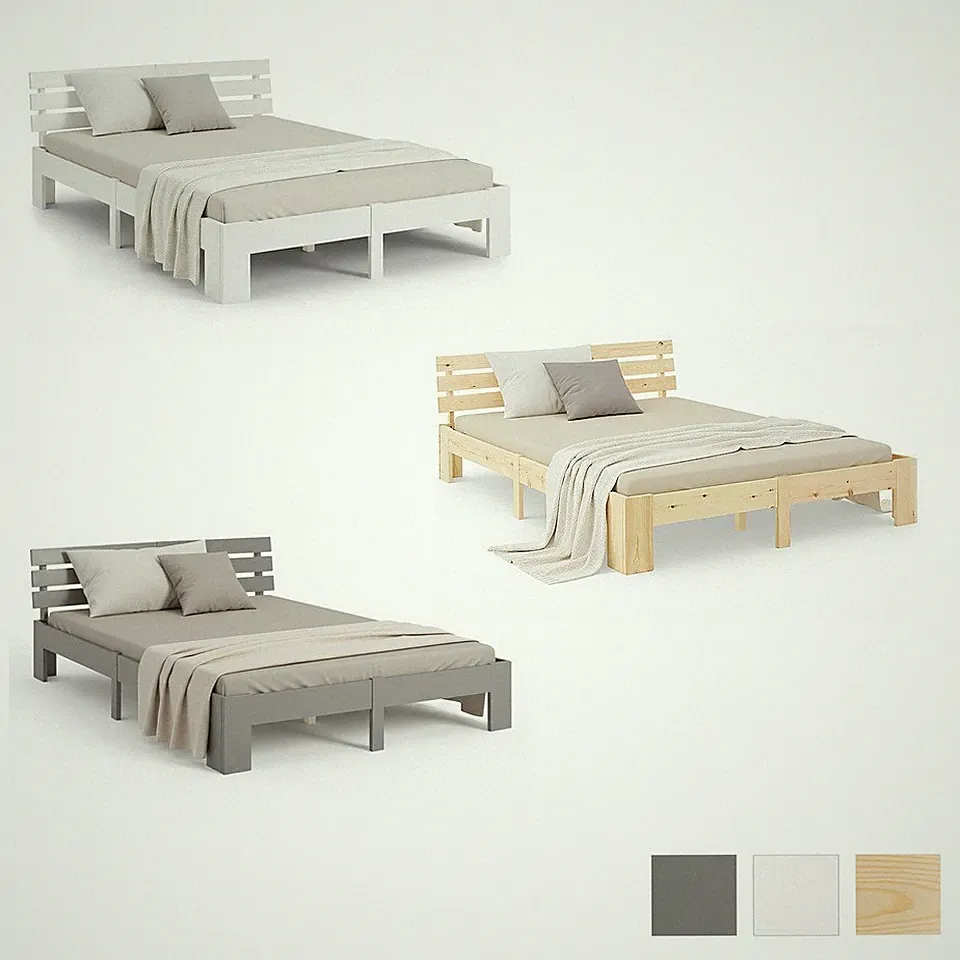 Massivholzbett aus Kiefer mit Lattenrost – modernes stabiles Bett – Homestyle4u