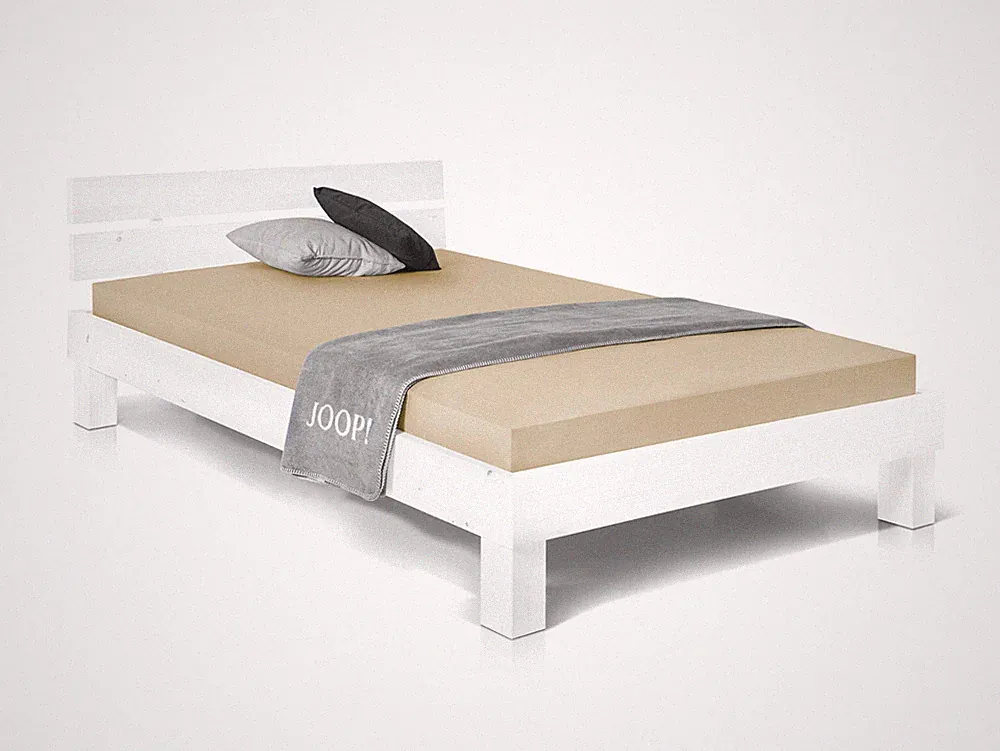 Massivholzbett Bett Futonbett PUMBA Singlebett 140x200 Fichte massiv Weiß Weiss