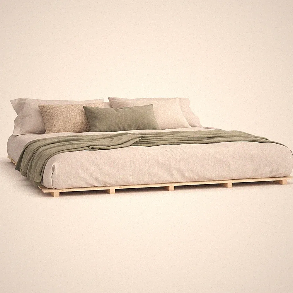 Massivholzbett Bett Holzbett Bettgestell Plattformbett 160x200 cm Kiefer