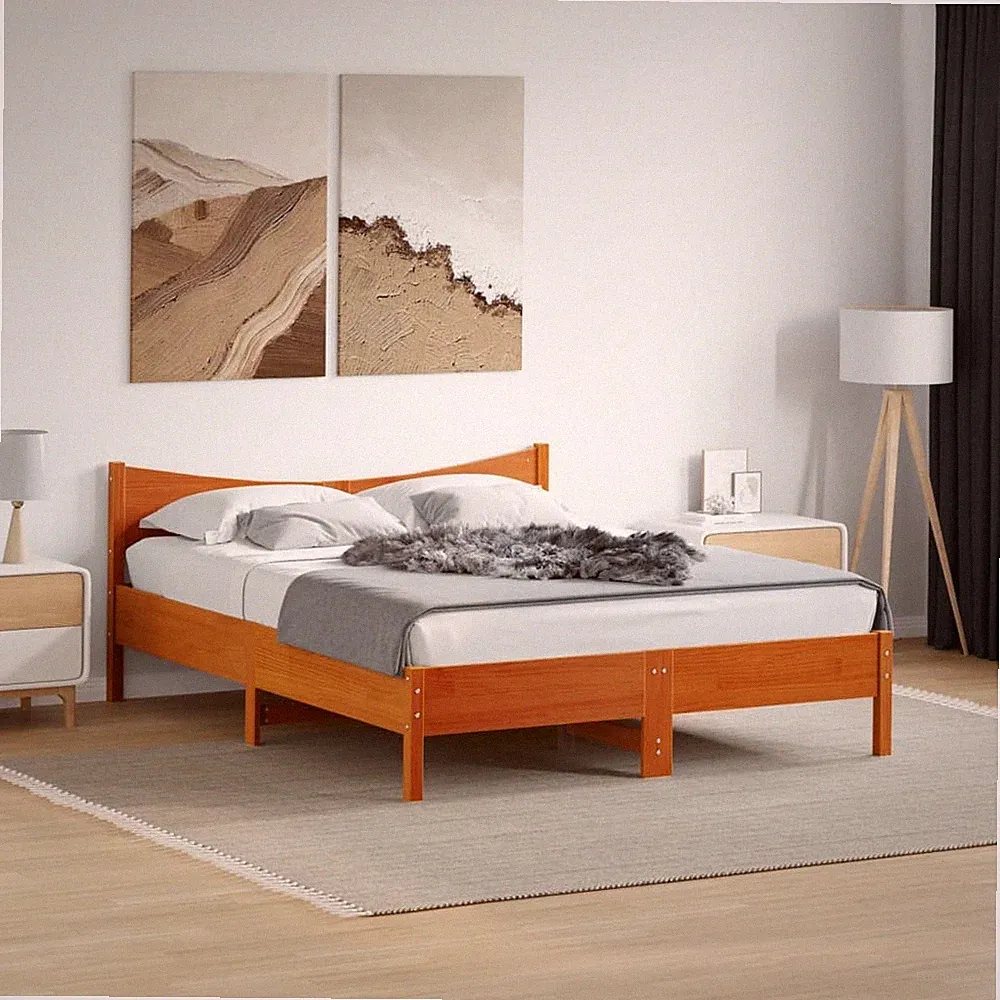 Massivholzbett Bett Holzbett Doppelbett mit Kopfteil Lattenrost Kiefer vidaXL