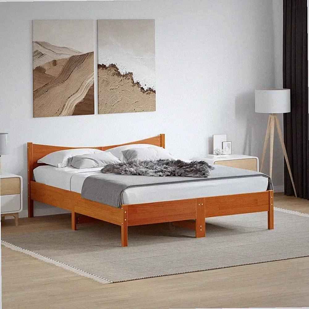 Massivholzbett Bett Holzbett Doppelbett mit Kopfteil Lattenrost Kiefer vidaXL