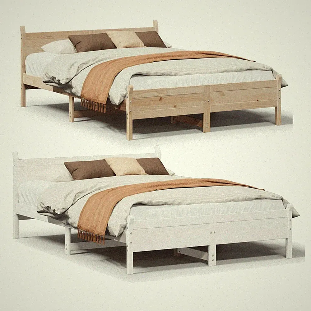 Massivholzbett Bettgestell mit Lattenrost Kiefernholz Bett Holzbett Doppelbett