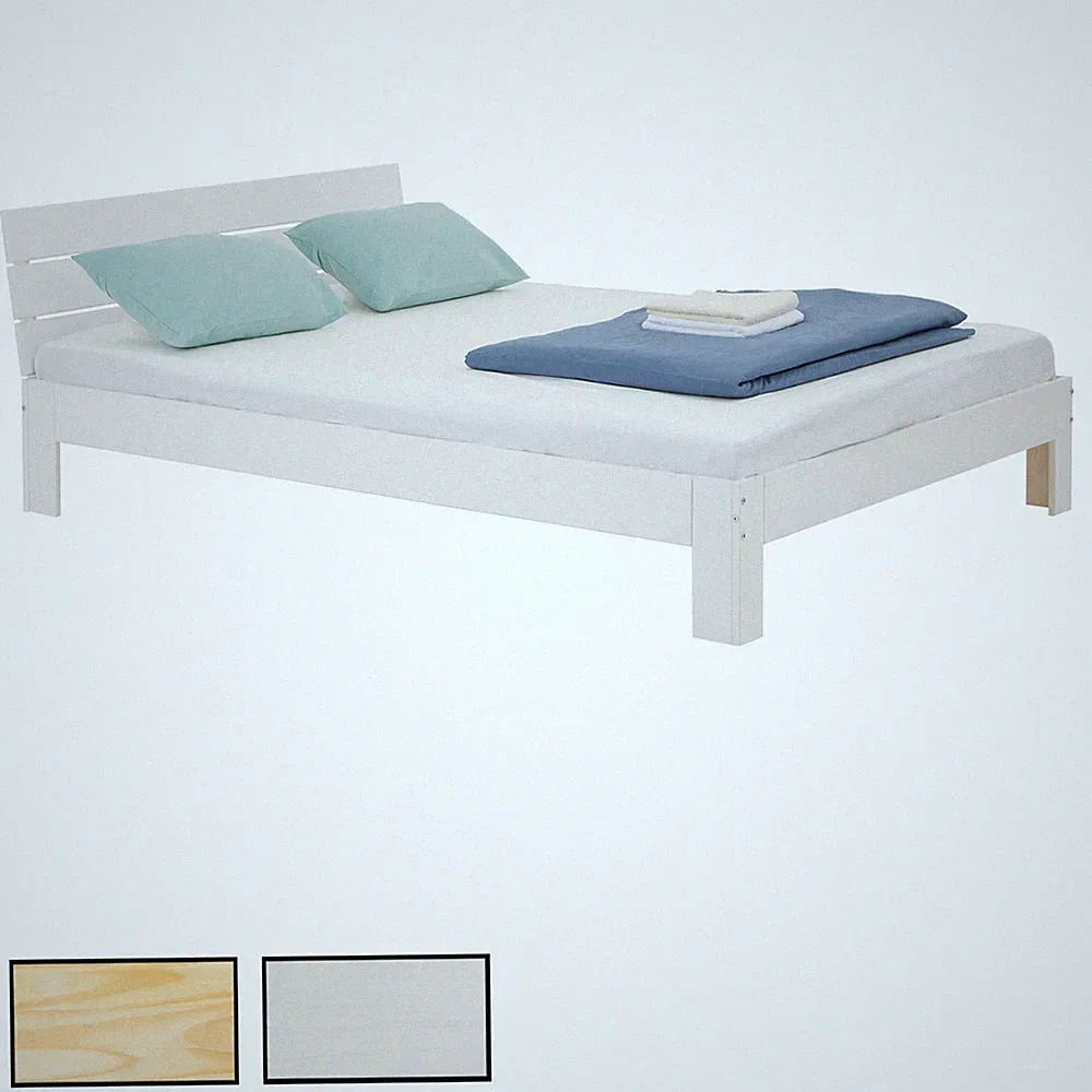 Massivholzbett Einzelbett Doppelbett Holzbett Bettgestell Kiefer massiv 140 x 19