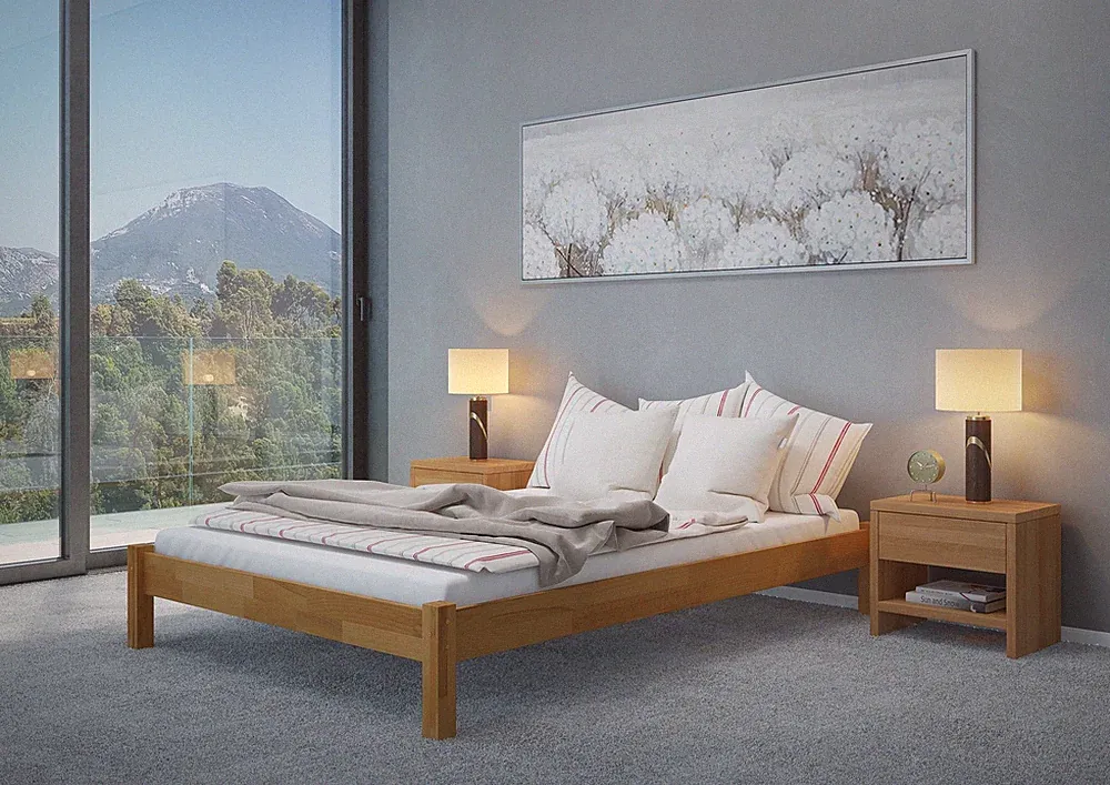 Massivholzbett Futon 160x220 Buche wählbarem Zubehör Doppelbett Möbel Holz