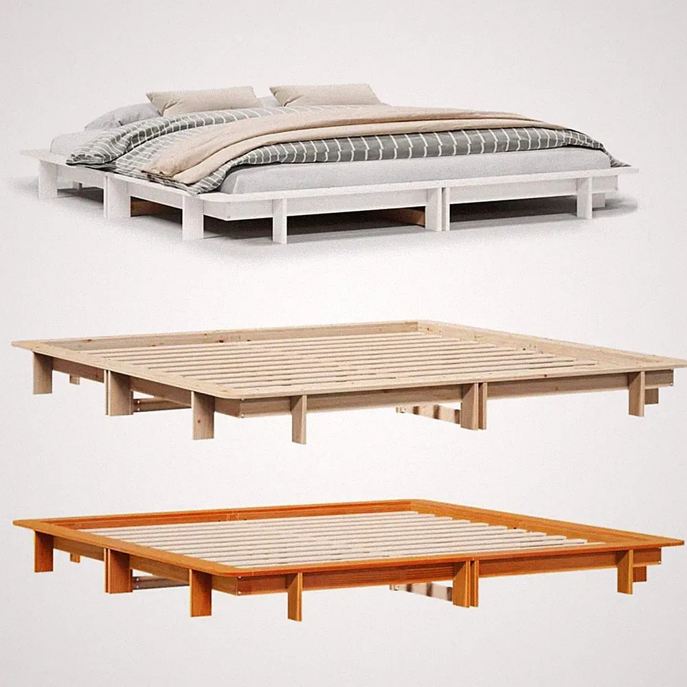 Massivholzbett Gästebett Bettrahmen Einzelbett Doppelbett ohne Matratze Kiefer