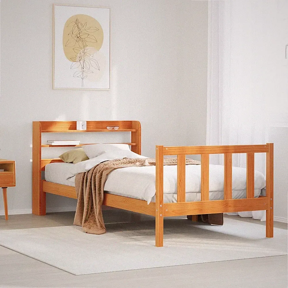 Massivholzbett Holzbett Bett Bettgestell mit Kopfteil Lattenrost Kiefer vidaXL