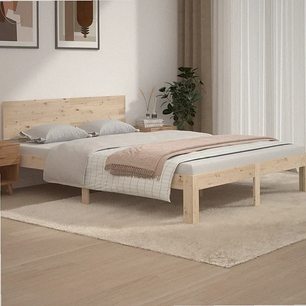 Massivholzbett Holzbett Bett Doppelbett Bettgestell Weiß 200x200cm Kiefer