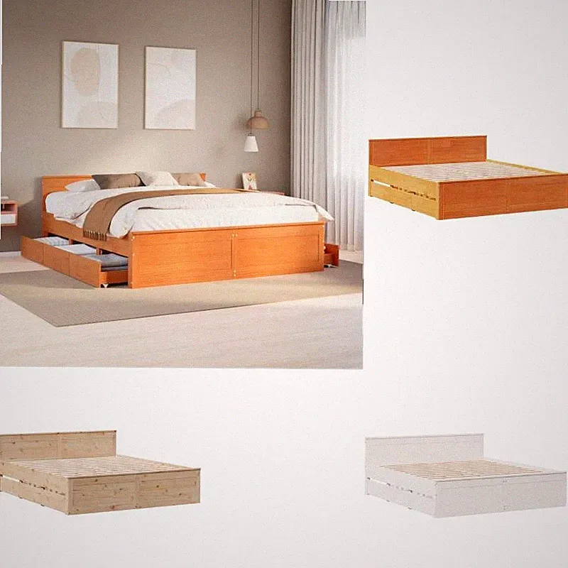 Massivholzbett Holzbett ohne Matratze mit Kopfteil Einzelbett Bett 9 Farbe DE