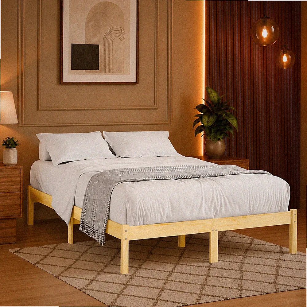 Massivholzbett Kiefer Bettgestell Bett Holzbett Doppelbett Natur | 180 x 200 cm
