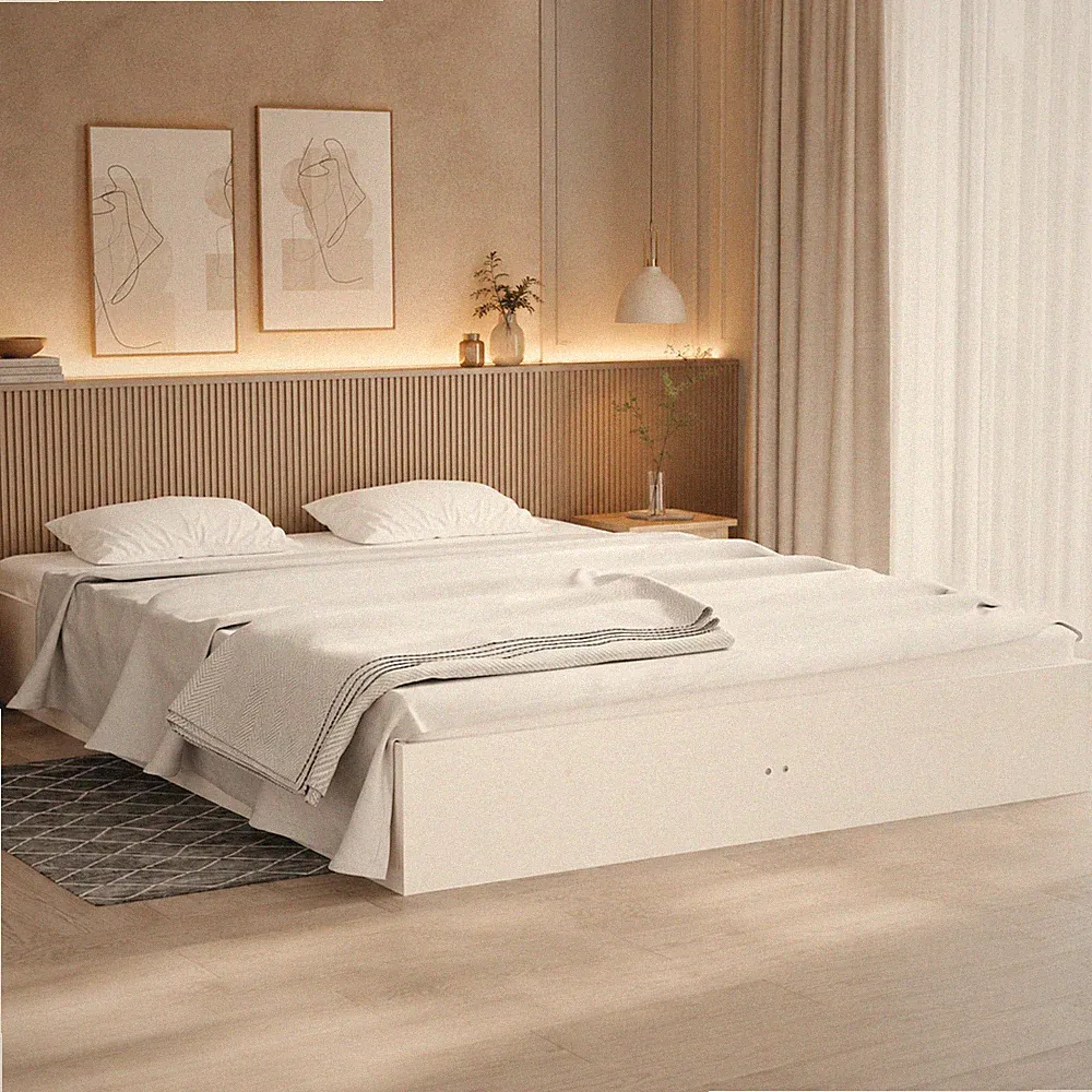 Massivholzbett Kiefer Bettgestell Doppelbett Schlafzimmer Weiß | 140 x 190 cm