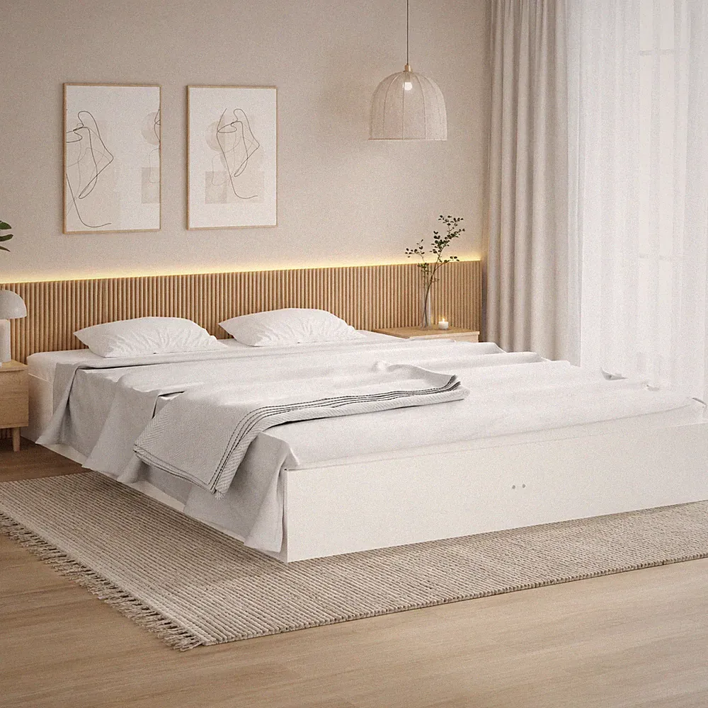 Massivholzbett Kiefer Bettgestell Doppelbett Schlafzimmer Weiß | 180 x 200 cm