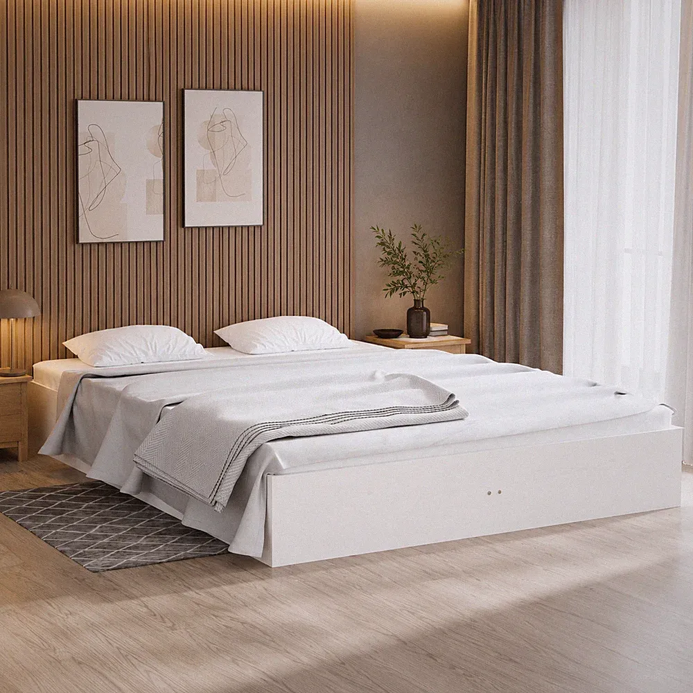 Massivholzbett Kiefer Bettgestell Einzelbett Schlafzimmer Weiß | 120 x 190 cm