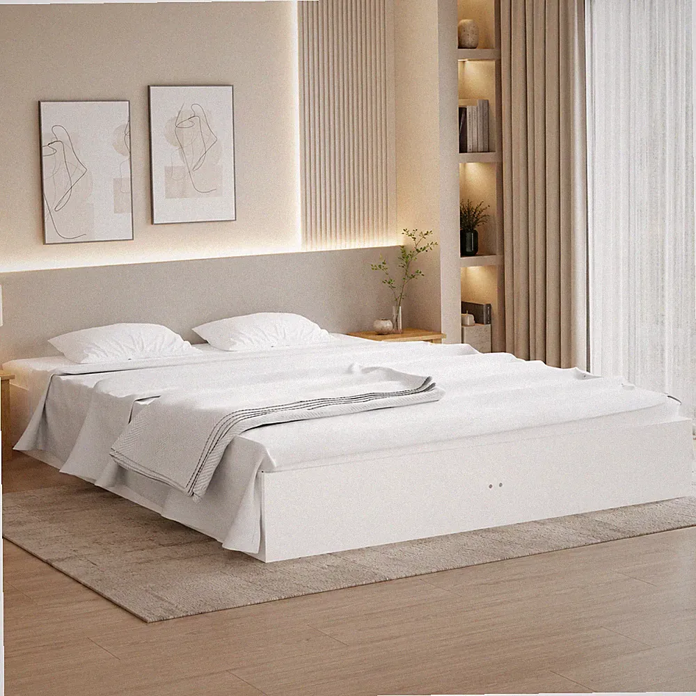 Massivholzbett Kiefer Bettgestell Einzelbett Schlafzimmer Weiß | 120 x 200 cm