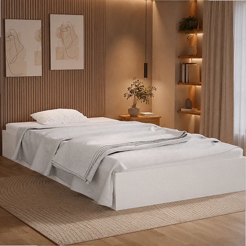 Massivholzbett Kiefer Bettgestell Einzelbett Schlafzimmer Weiß | 90 x 200 cm