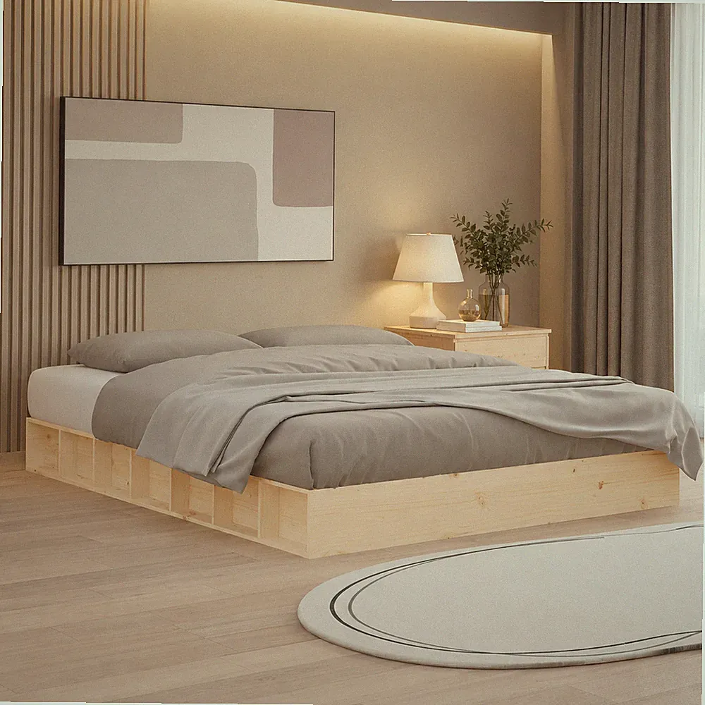 Massivholzbett Kiefer Bettgestell Holzbett Doppelbett Schlafzimmer | 200 x 200cm